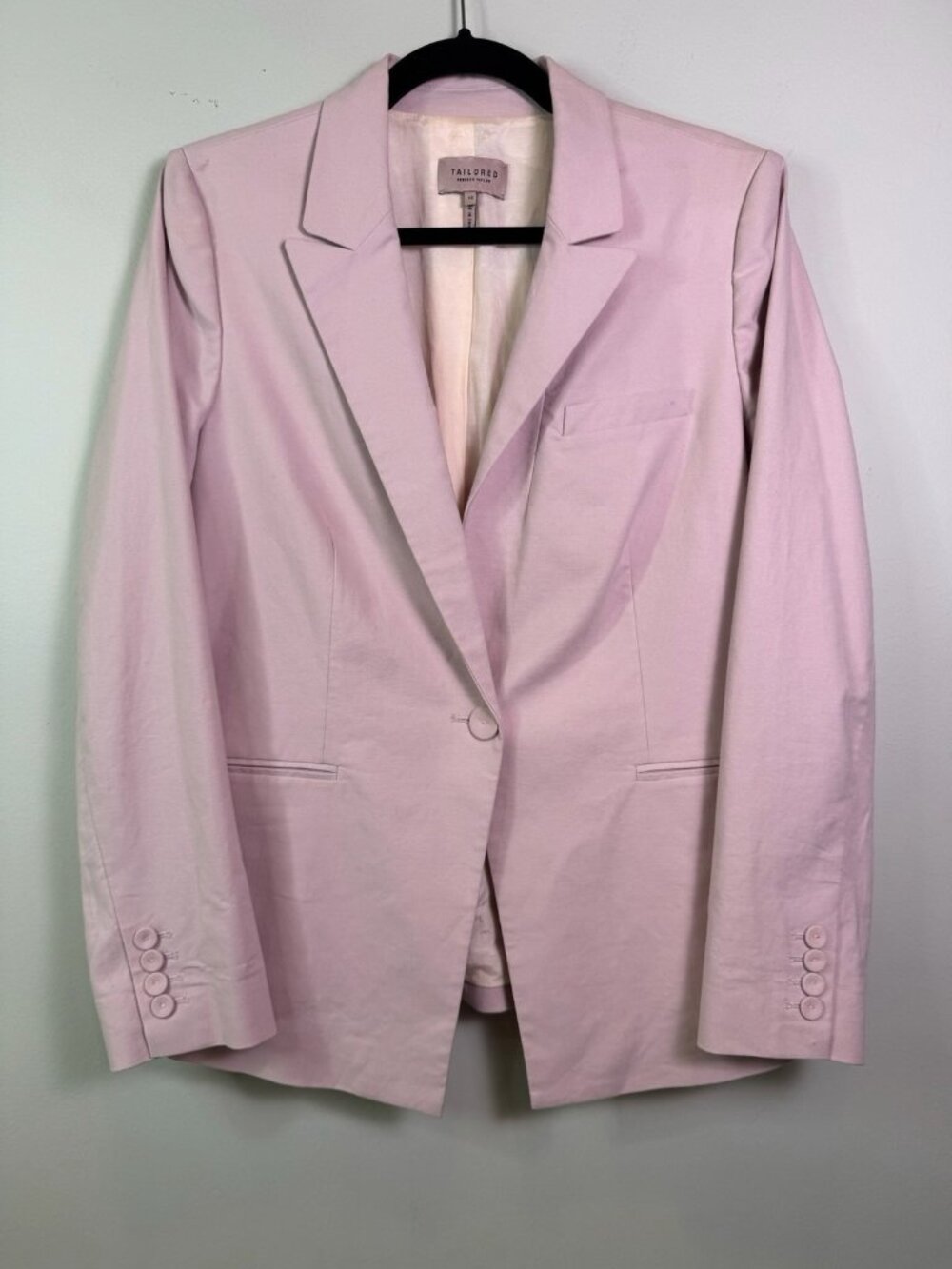 REBECCA TAYLOR TAILORED STRETCH MODERN BLAZER JACKET Cotton Blend Pink 10